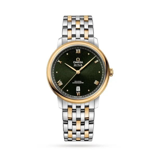 Omega De Ville Men Automatic Green Stainless Steel   18ct Gold Watch O42420402010001